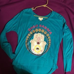 “good karma” long sleeve shirt with eye in hand